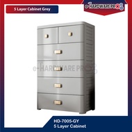 HDC 5 Layer Grey Plastic Storage Cabinet – HD-7005-GY Size 78W x 36D x 107H