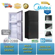 Midea 2 Door Fridge MD228B Twin Door Refrigerator MD-228B Peti Sejuk 2 Pintu FROST-FREE