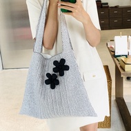 Capital K Canvas Woven Knitted Portable One-Shoulder Shopping Bag Computer Commuter Large-Capacity T