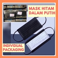 (100 pcs) Mask Hitam Putih Dalam High Quality Black Face Mask 3 PLY Mask Tebal Black Mask Tebal Berk