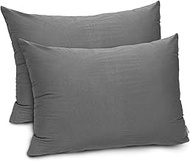 Gogreen Bamboo Rayon Waterproof Pillow Protector, Breathable Pillow Cover, Cooling Pillow Case Protector with Zipper, Super Soft Pillow Case Cover with Zipper (2 Packs, Queen 20"x30", Dark Gray)