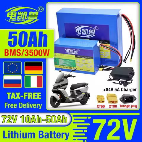21700 20s 72V 35Ah 30Ah 25Ah 20Ah 72V 50Ah 45Ah 40Ah Lithium Battery Pack 3500W Built-in BMS Duty-fr