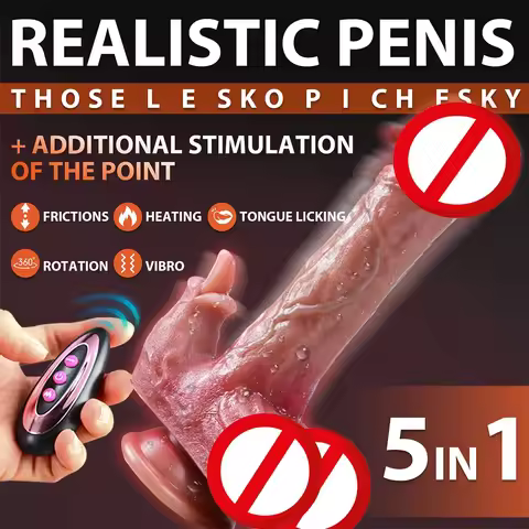 G Spot Realistic Thrust Dildo Tongue Licking Remote Control Vibrator Telescopic Heated Tongue Lickin