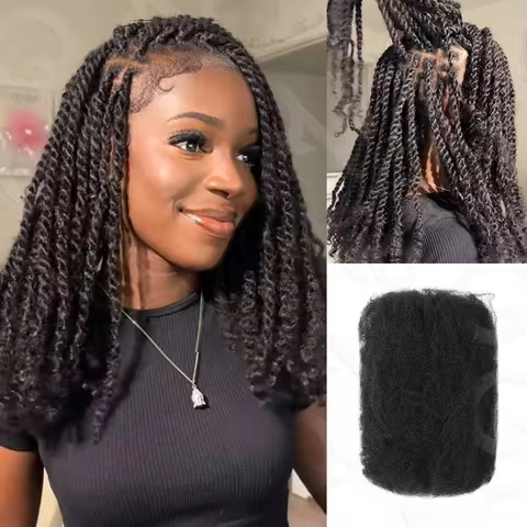QVR Afro Kinky Bulk Human Hair 1PC Kinky Curly Bulk QVR Braiding Hair For Braiding DreadLock 50g Hai