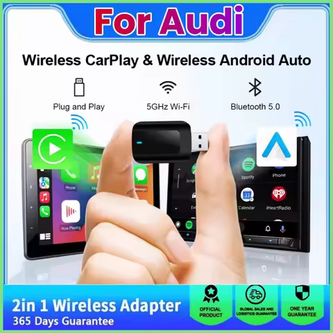 New Mini Wireless Carplay Adapter Android Auto 2 in 1 Plug and Play For Audi A3 A4 A5 A6 A7 A8 Q3 Q4