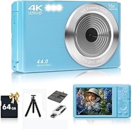Digital Camera, FHD 1080P Kids Camera 44MP Point and Shoot Digital Cameras with 64GB SD Card, 16X Zo