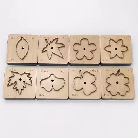 8pcs Leaf/Maple Leaf/Ginkgo Leaf/Petal/Clover/Four-Leaf Clover Artificial Leather Stamping Die Set,