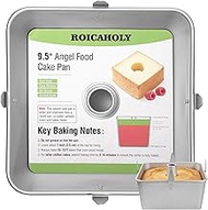 Roicaholy Square Angel Food Cake Pan with Removable Bottom, 9.5 Inch Aluminum Alloy Tube Pan with Co