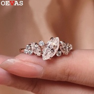 OEVAS 1CT 5x10mm Marquise Cut Full Moissanite Ring for Women S925 Silver plated 18K Gold Lab Diamond
