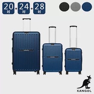 KANGOL - 英國袋鼠文青風防爆拉鏈三件組行李箱 - 共3色 黑色