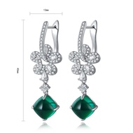 Brand new  Lanphear Jewelry Luxurious Elegant Full Diamond Flower Stud Earring Lab Grown Emerald 925
