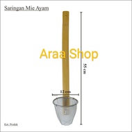 Strainer Long Bamboo Handle Whiskmie Scoop/ Stainless Steel Concave Chickenmie with Wooden Handle Ba