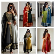 Chanderi Cotton Gown with Jacquard Work & Georgette Dupatta