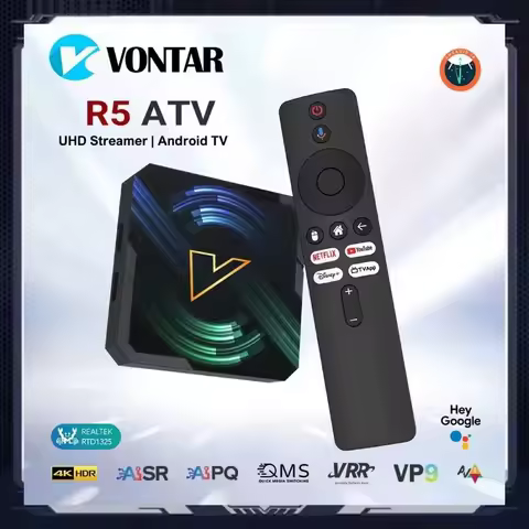 Android 14.0 Set Top Box VONTAR R5 Android 14 TV Box ATV Realtek1325 CPU A55 Edge AI Mali-G57 GPU Su