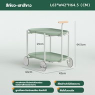 BMZAR โต๊ะรับแขก โต๊ะกาแฟ โต๊ะชา 2ชั้น โต๊ะกลาง มีล้อ 63x24x65cmโต๊ะข้างโซฟา รถเข็น ชั้นเก็บของ เรีย