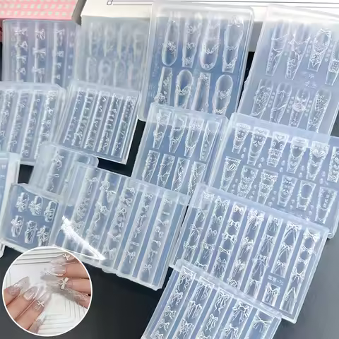 【Peace】Cake Cream Skirt Bowknot Ribbon 3D Mold Nail Art Decorations DIY Design Silicone Nail Art Mol