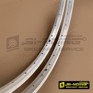 A Pair of Inter 16 20 26 Inch Silver Bicycle Rims with 20 36 Holes Alloy Single Wall 2pc