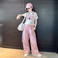 工装套装Workwear set女童裤子夏装薄款2025新款儿童夏季速干裤大童女孩白色工装裤套装新款26.8.5
