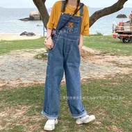 .Suspenders Korean Version Alibaba 1688 Jeans Overalls Loose Wide-Leg Pants Women's Clothing Goods D