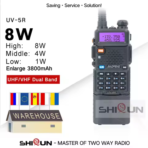 Upgrade 8W Baofeng UV-5R Walkie Talkie 3800mAh Battery Dual Display Dual Band Baofeng UV5R Portable 