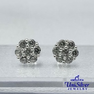 Unisilver 925 Sterling Silver Round Cut Cz Stone Clustered Earring Stud (ES400-1001)