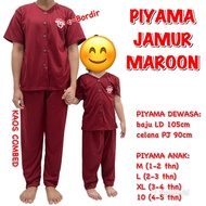 MERAH 3S YEYA - SLEEPWEAR CAN BE COUPLE/COUPLE MOTHER CHILD MOM KIDS PAJAMAS T-SHIRT BUTTON RED MARO