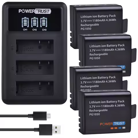 1180mAh PG1050 Battery +LED 3Slots USB Charger For SJCAM SJ4000 M10 SJ5000 SJ5000X For EKEN H9 H9R H