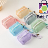 BAIHEE Mesh Storage Bag, Mesh Large Capacity Coin Purse, Handheld Organizer Dopamine Color Small Mak