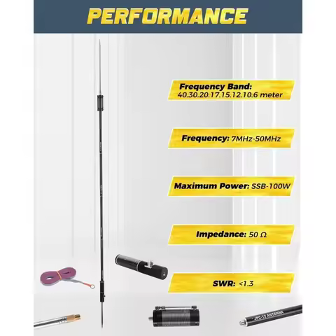2025 hot sale JPC-12 HF Antennas for Ham Radio with Slide Regulator 7MHz-50MHz All Band Hf Vertical 