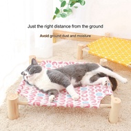 Cat and Dog Hammock Bed Wooden Cat Hammock Elevated Cooling Bed Detachable Portable Indoor Outdoor P