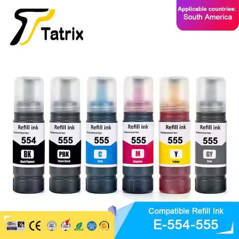 Tatrix For Epson 554 555 Ink Compatible Color Water Based Bottle Refill Bulk Ink 554 555 for Epson E