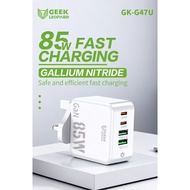 GEEK LEOPARD GK-G47U GAN 85W SUPER FAST CHARGING CHARGER SET TYPE C TO TYPE C DUAL USB+DUAL PD OUTPU