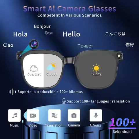 PEJE AI Smart Glasses with Camera, 1080P HD Video Recording Glasses, AI Assistant (ChatGPT/Doubao), 