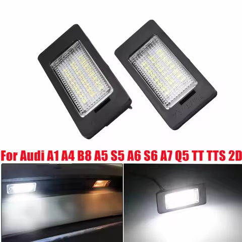 2pcs License Plate Light for Audi A1 A3 A4 S4 B8 A5 S5 8T A6 Q3 Q5 8R TT 8J Car LED Number Plate Lam