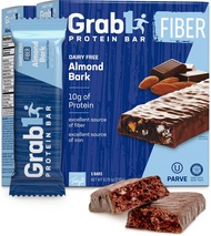 Grab1 "High Fiber" Dairy Free Protein Bars | 9 Grams Fiber | 10 Grams Protein | Almond Bark Flavor (