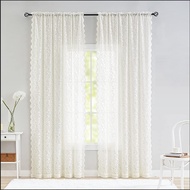 【Ready Stock】French Romatic Lace Sheer Curtain For Living Room Voile Drapes Translucent Kitchen Bedroom Bay Sliding Glass Door Window Treatment Rod Pocket