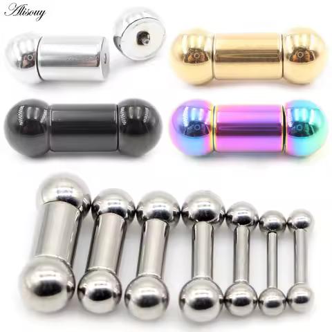 Alisouy 1pc Big Size Stainless Steel genital Straight Barbell Rings Ear tragus Piercing PA Nipple Ri