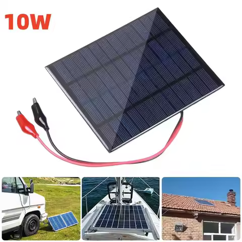 Waterproof Solar Panel 10W 12V Outdoor DIY Solar Cell Charger Mini Polysilicon Epoxy Solar Panel for
