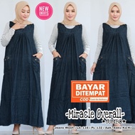 Mira Overall Rok Jeans Jumpsuit Jumbo XXl Wanita Terbaru - Gamis Denim Maxy Jeans Non Busui - Rok Ko