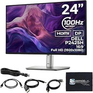 Dell P2425H Computer Monitor Screen 24" 16:9 IPS Display 100Hz w/Stand - 1 Year Warranty, Full HD, 1