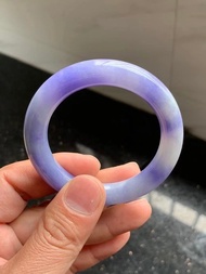冰種玉鐲 天然翡翠玉鐲 A玉 手鐲 • 糯冰種濃茄紫翡翠圓鐲