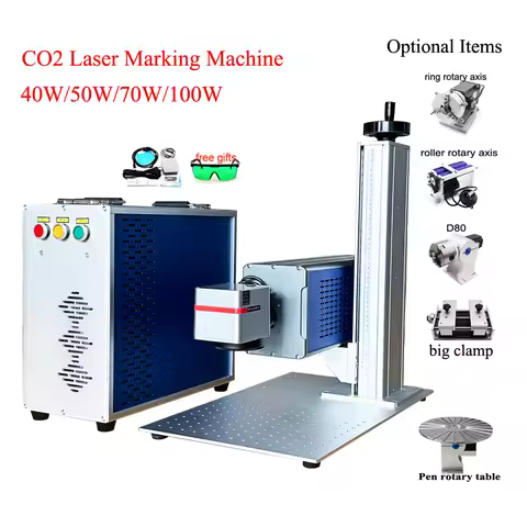 100W CO2 Laser Wood Marking Machine 40W 50W 70W D69/D80 Cups Rotary Axis for Option Marking on Non-m
