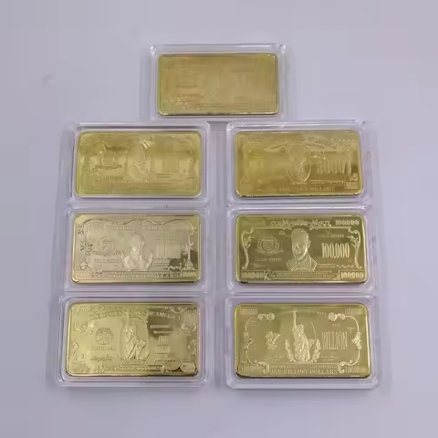 American Gold Coin 500 1000 5000 10000 100000 Million Billion Dollar Gold Plated Bar Bullion Metal C