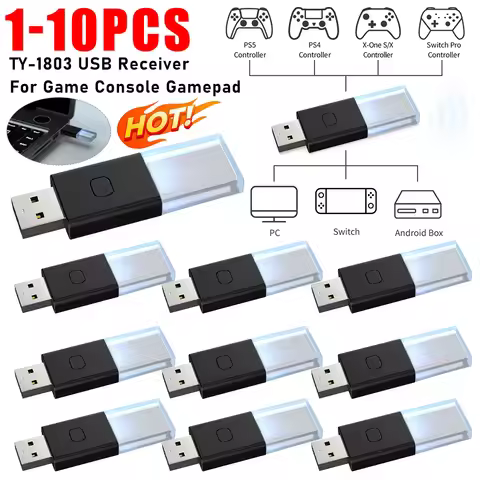 10/1PCS For Switch Pro Game Console Gamepad Wireless Bluetooth 5.0 Receivers USB Dongle Adapters Gam