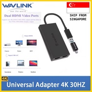 WAVLINK USB 3.0 to Dual Monitor HDMI Graphic Adapter , Max 4K (3840x2160) display output, Type A/typ