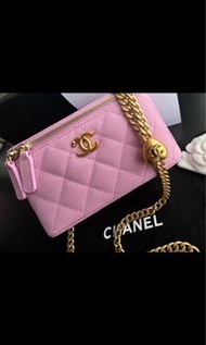 購自專門店Chanel Vanity case 香奈兒粉紅色愛心扣長盒子 愛心可調節扣盒子袋 荔枝皮 限量版 全新full set  新年情人節女朋友生日禮物