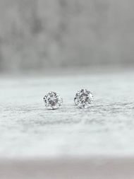 天然水晶鑽耳環 6.5mm奧地利水晶 白K金 K375