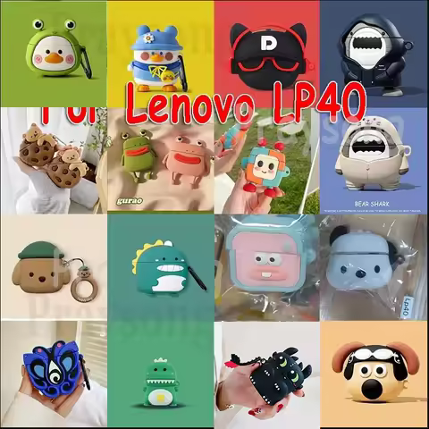 Cute Cartoon Cover for Lenovo LP40 Case Protective Cover Silicone Capa Lenovo Earphone Buds Funda LP