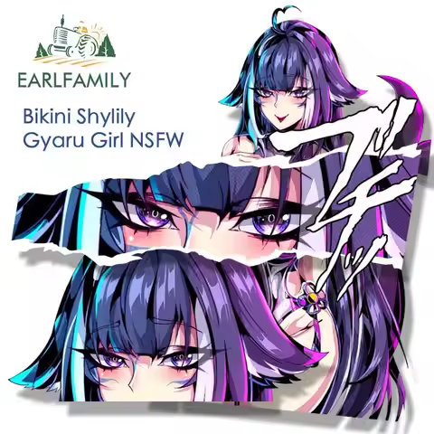 EARLFAMILY Bikini Shylily Fanart Car Sticker Sketch Waifu NSFW Gyaru Girl Peek Decal JDM Motorcycle 