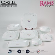 Corelle 21 Pcs Vitrelle Tempered Glass Square Dinner Set - Elegant City /Lilyville/Plum/Provence Gar